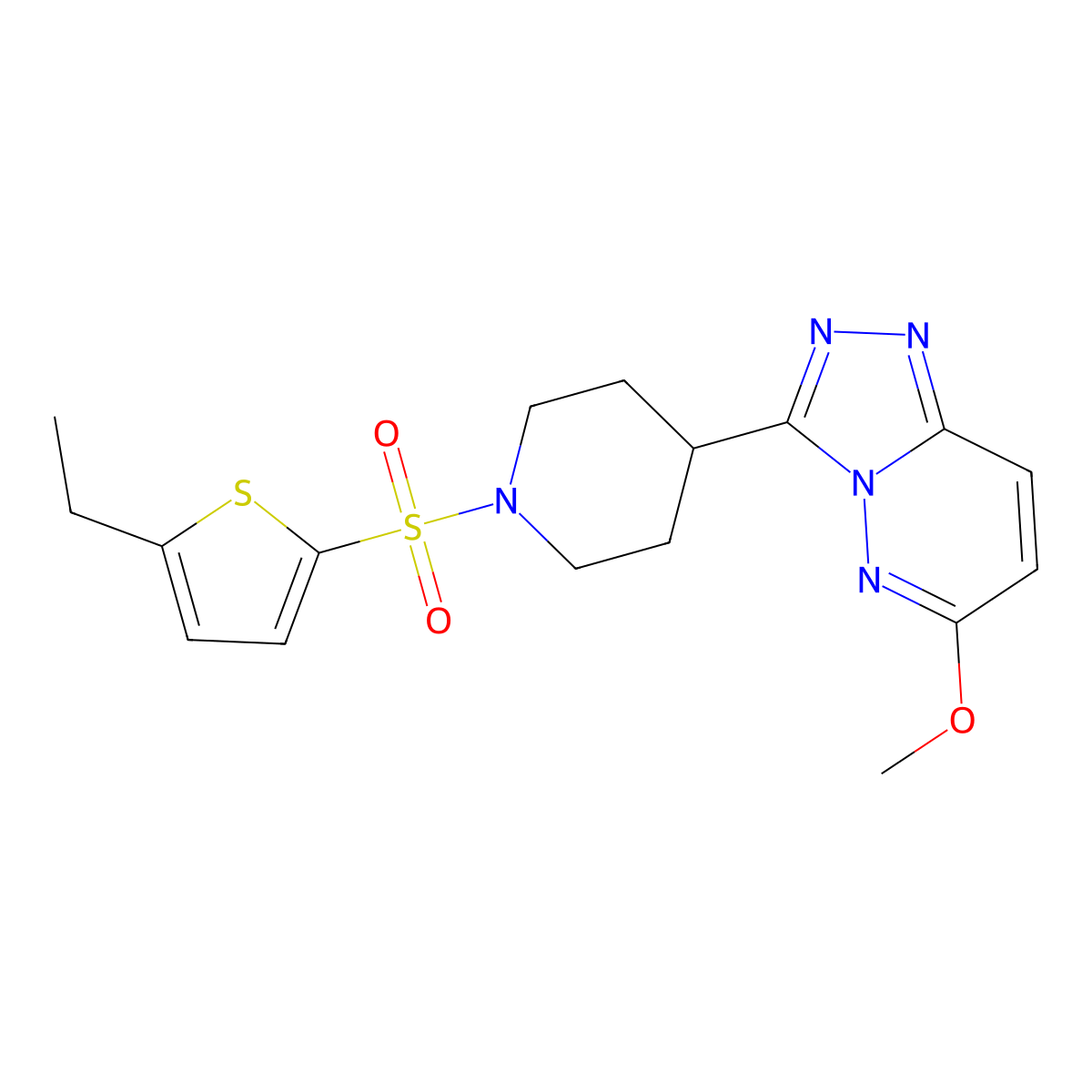 1-[(5-Ethylthiophen-2-yl)sulfonyl]-4-{6-methoxy-[1,2,4]triazolo[4,3-b]pyridazin-3-yl}piperidine molecular structure, CAS 2415565-39-6