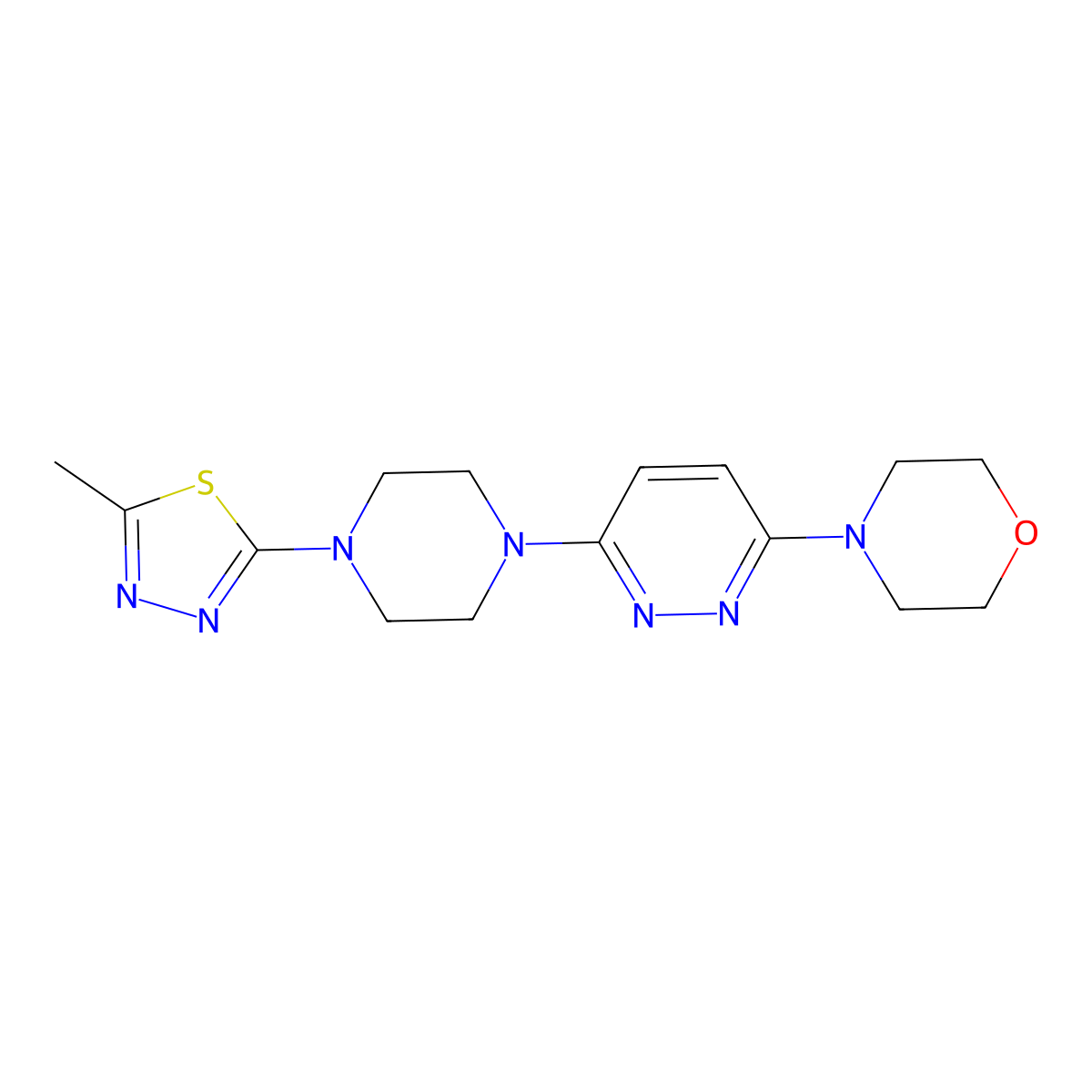 4-{6-[4-(5-Methyl-1,3,4-thiadiazol-2-yl)piperazin-1-yl]pyridazin-3-yl}morpholine molecular structure, CAS 2415565-43-2