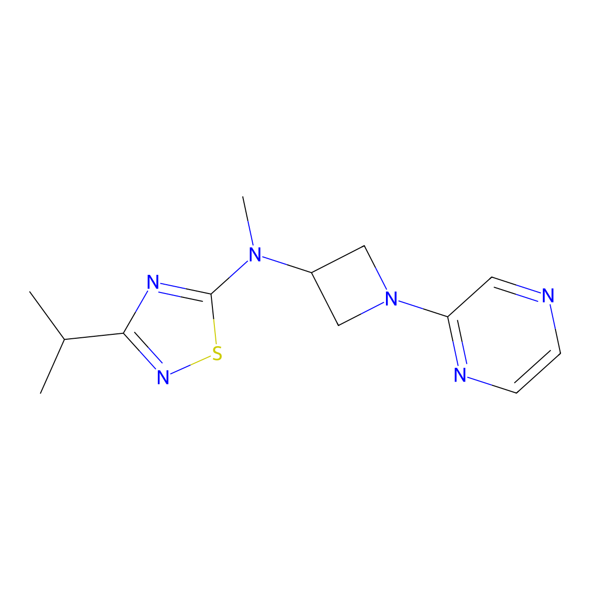 N-methyl-3-(propan-2-yl)-N-[1-(pyrazin-2-yl)azetidin-3-yl]-1,2,4-thiadiazol-5-amine molecular structure, CAS 2415565-44-3