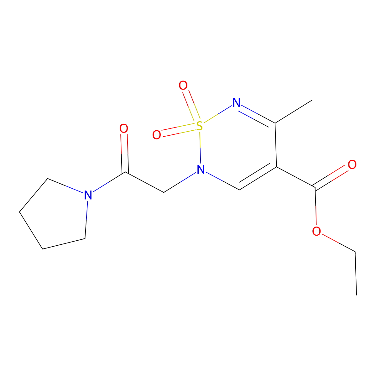 ethyl 5-methyl-1,1-dioxo-2-[2-oxo-2-(pyrrolidin-1-yl)ethyl]-2H-1lambda6,2,6-thiadiazine-4-carboxylate molecular structure, CAS 2415565-45-4