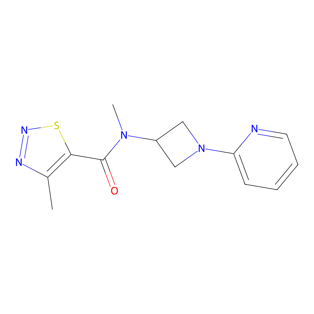 N,4-dimethyl-N-[1-(pyridin-2-yl)azetidin-3-yl]-1,2,3-thiadiazole-5-carboxamide molecular structure, CAS 2415565-53-4