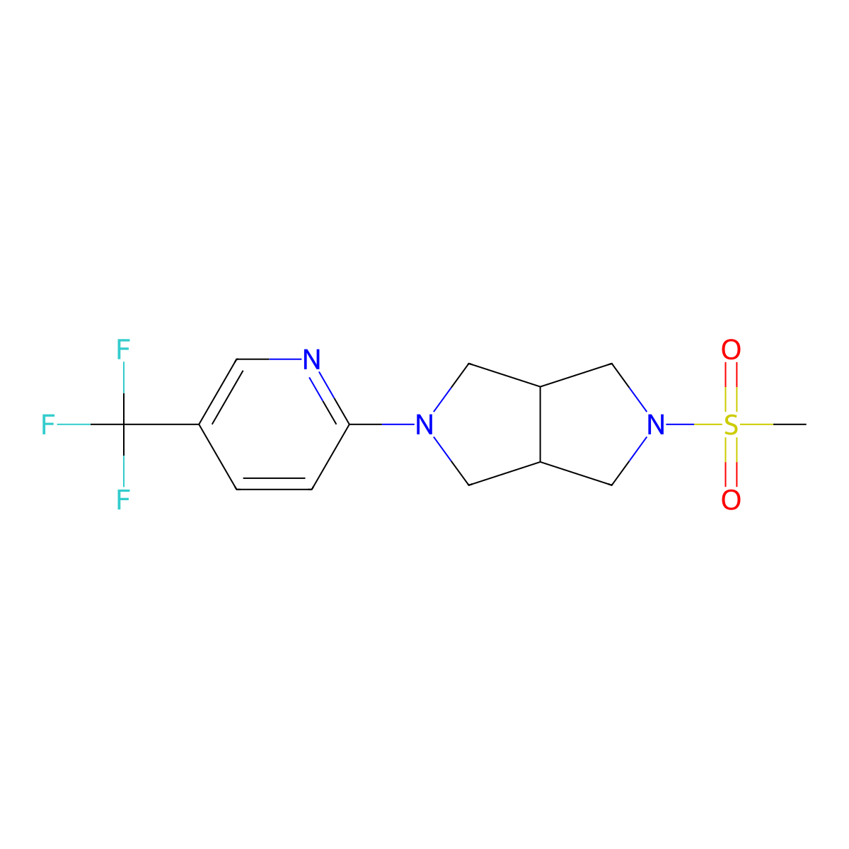 2-{5-Methanesulfonyl-octahydropyrrolo[3,4-c]pyrrol-2-yl}-5-(trifluoromethyl)pyridine molecular structure, CAS 2415565-54-5