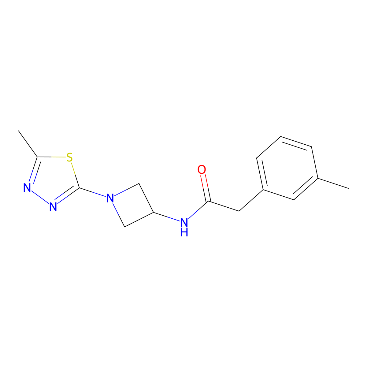 N-[1-(5-methyl-1,3,4-thiadiazol-2-yl)azetidin-3-yl]-2-(3-methylphenyl)acetamide molecular structure, CAS 2415565-60-3