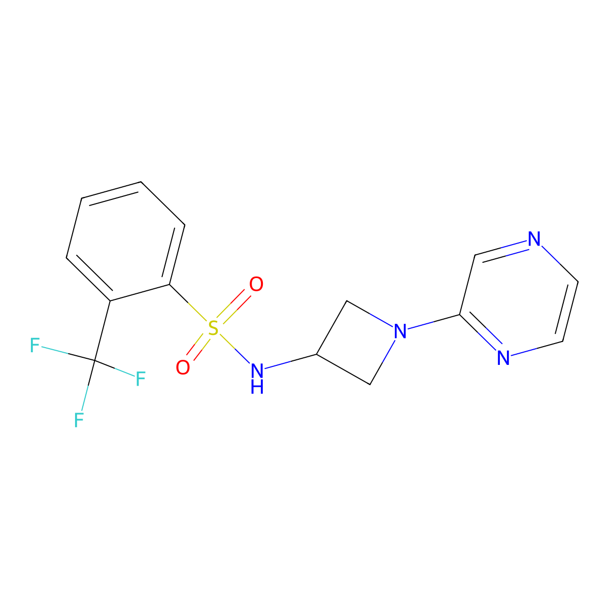 N-[1-(pyrazin-2-yl)azetidin-3-yl]-2-(trifluoromethyl)benzene-1-sulfonamide molecular structure, CAS 2415565-61-4