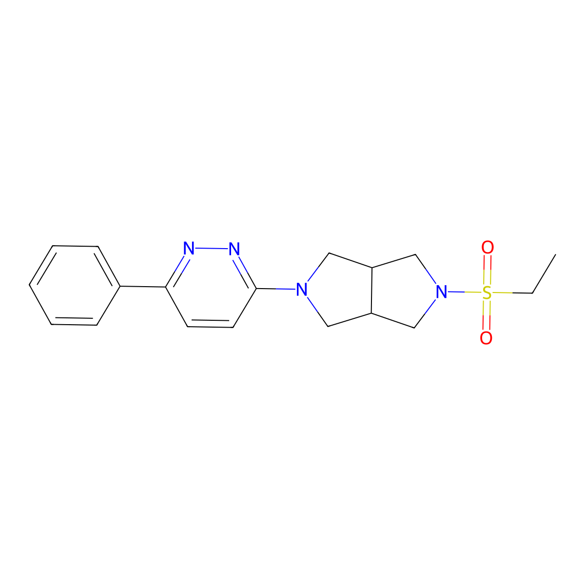 3-[5-(Ethanesulfonyl)-octahydropyrrolo[3,4-c]pyrrol-2-yl]-6-phenylpyridazine molecular structure, CAS 2415565-63-6