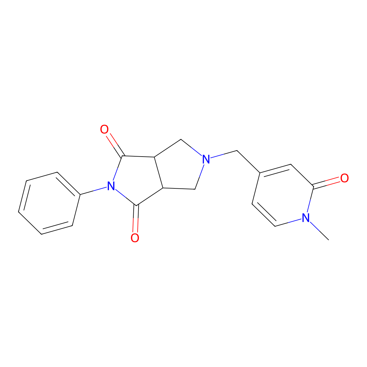 5-[(1-Methyl-2-oxo-1,2-dihydropyridin-4-yl)methyl]-2-phenyl-octahydropyrrolo[3,4-c]pyrrole-1,3-dione molecular structure, CAS 2415565-66-9