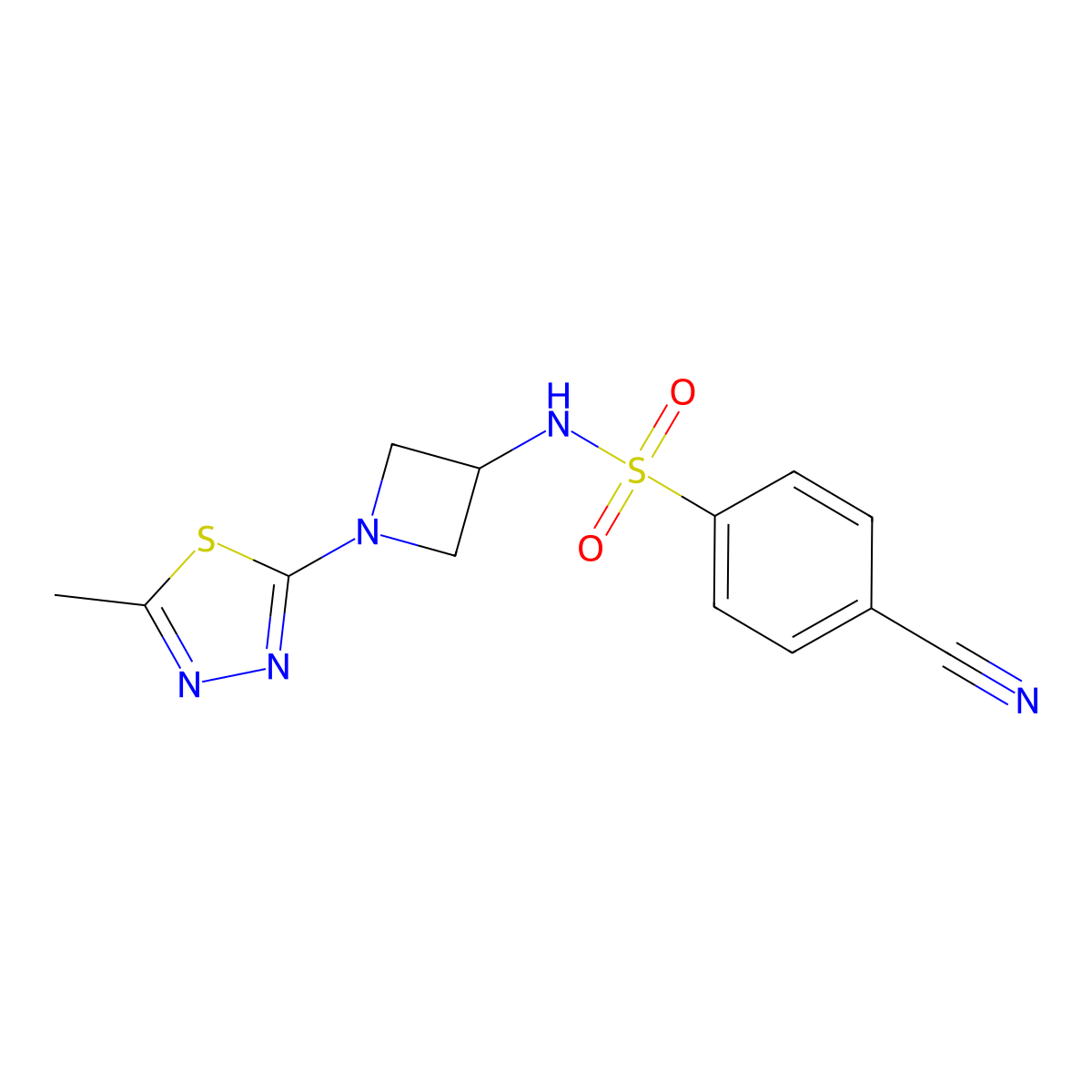 4-Cyano-N-[1-(5-methyl-1,3,4-thiadiazol-2-yl)azetidin-3-yl]benzenesulfonamide molecular structure, CAS 2415565-70-5