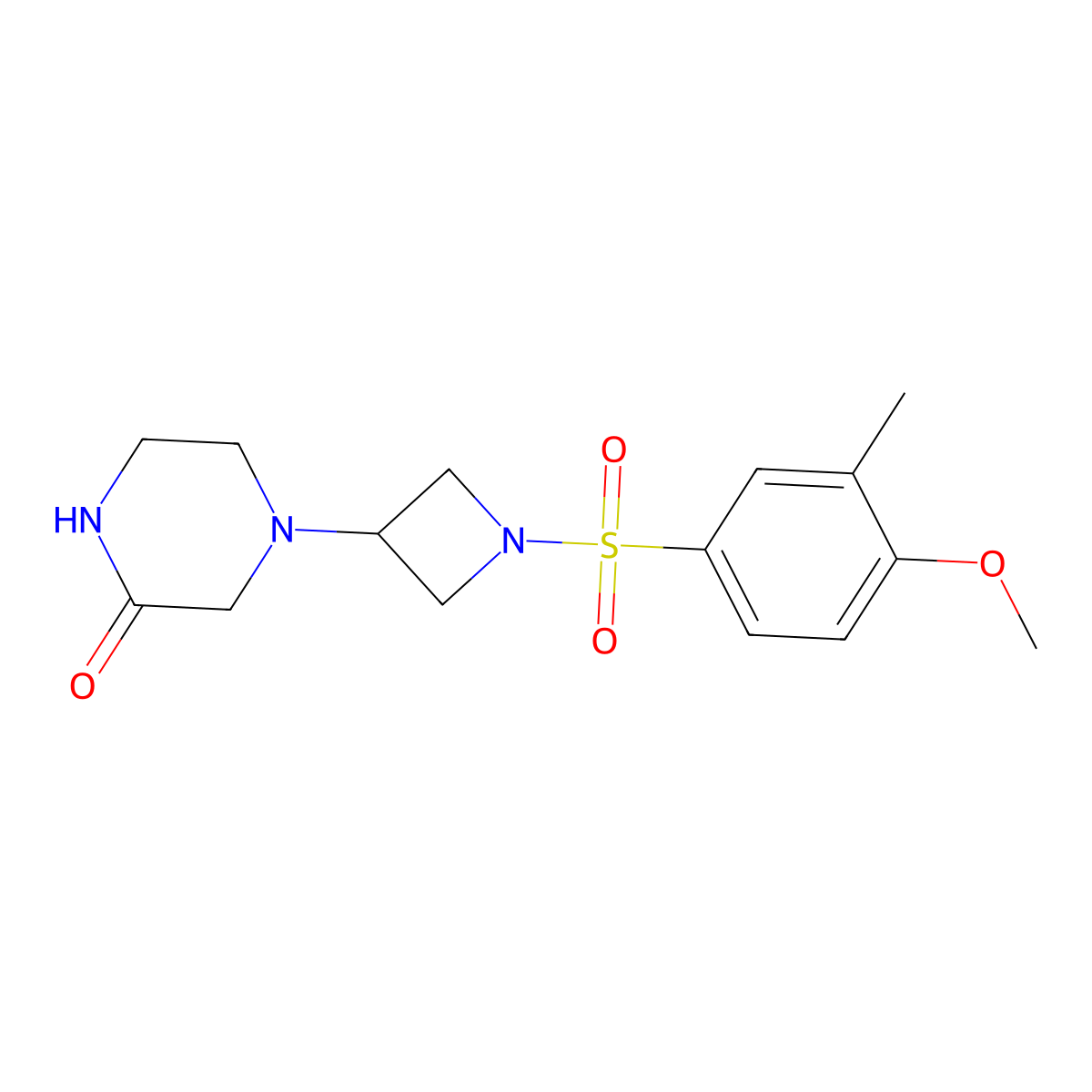 4-[1-(4-Methoxy-3-methylbenzenesulfonyl)azetidin-3-yl]piperazin-2-one molecular structure, CAS 2415565-76-1