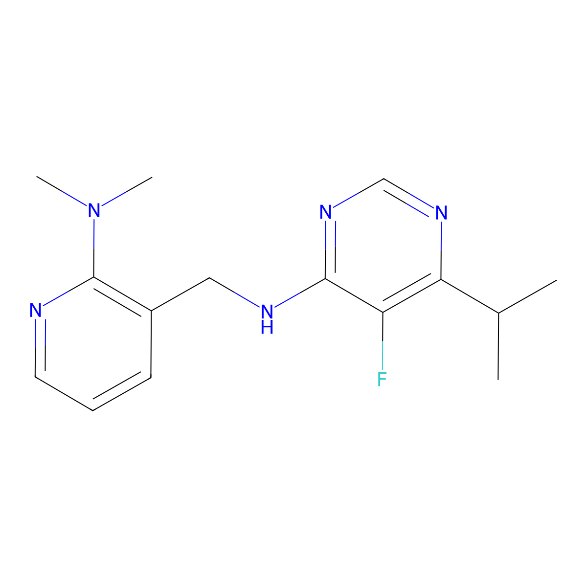 N-{[2-(dimethylamino)pyridin-3-yl]methyl}-5-fluoro-6-(propan-2-yl)pyrimidin-4-amine molecular structure, CAS 2415565-83-0