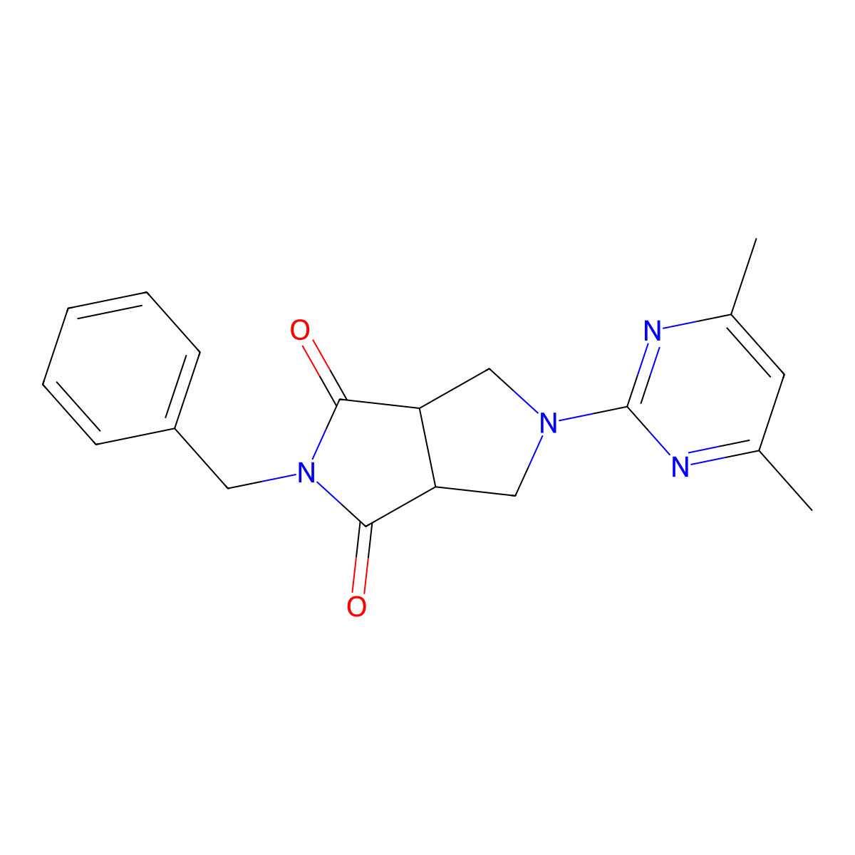 2-Benzyl-5-(4,6-dimethylpyrimidin-2-yl)-octahydropyrrolo[3,4-c]pyrrole-1,3-dione molecular structure, CAS 2415565-84-1