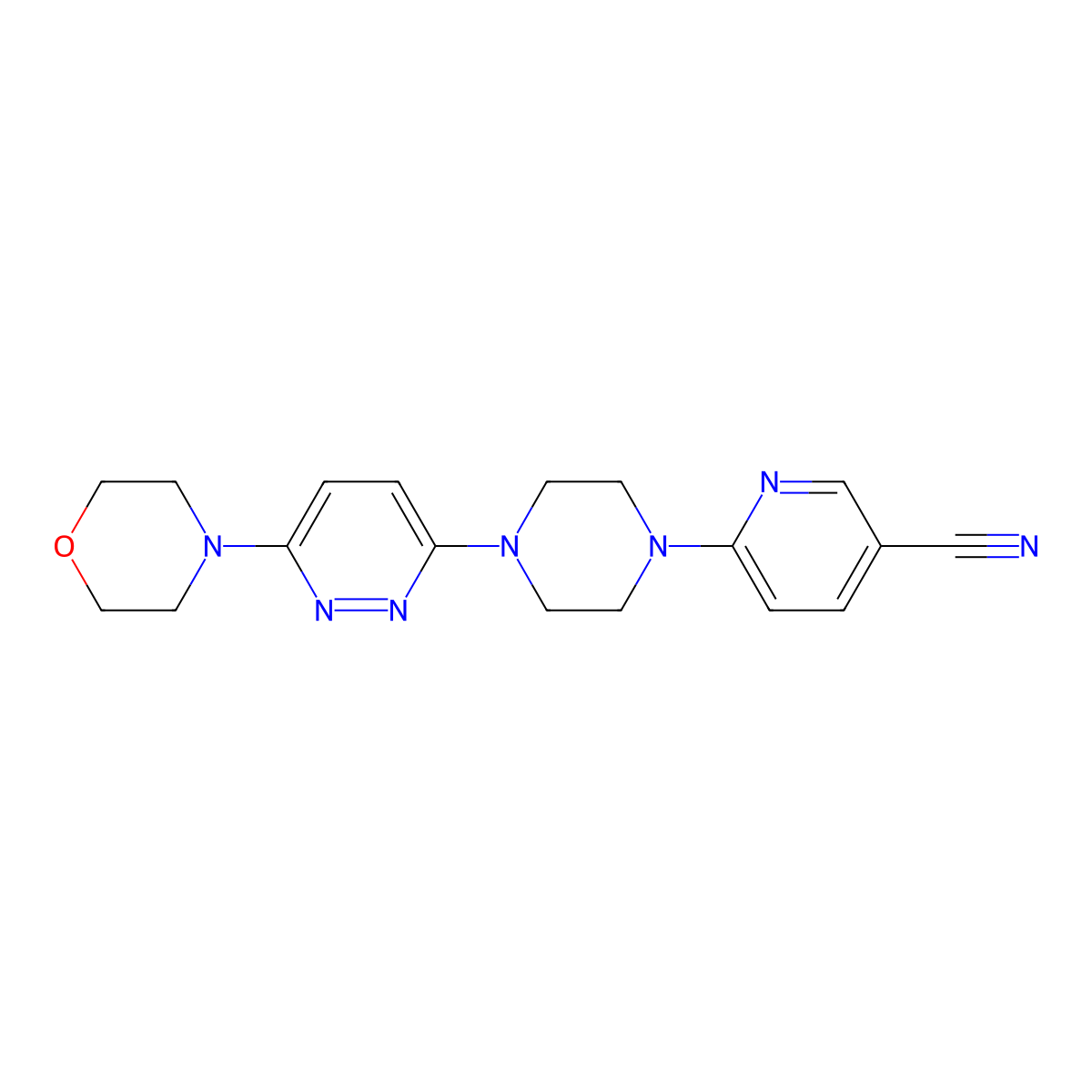 6-{4-[6-(Morpholin-4-yl)pyridazin-3-yl]piperazin-1-yl}pyridine-3-carbonitrile molecular structure, CAS 2415565-97-6