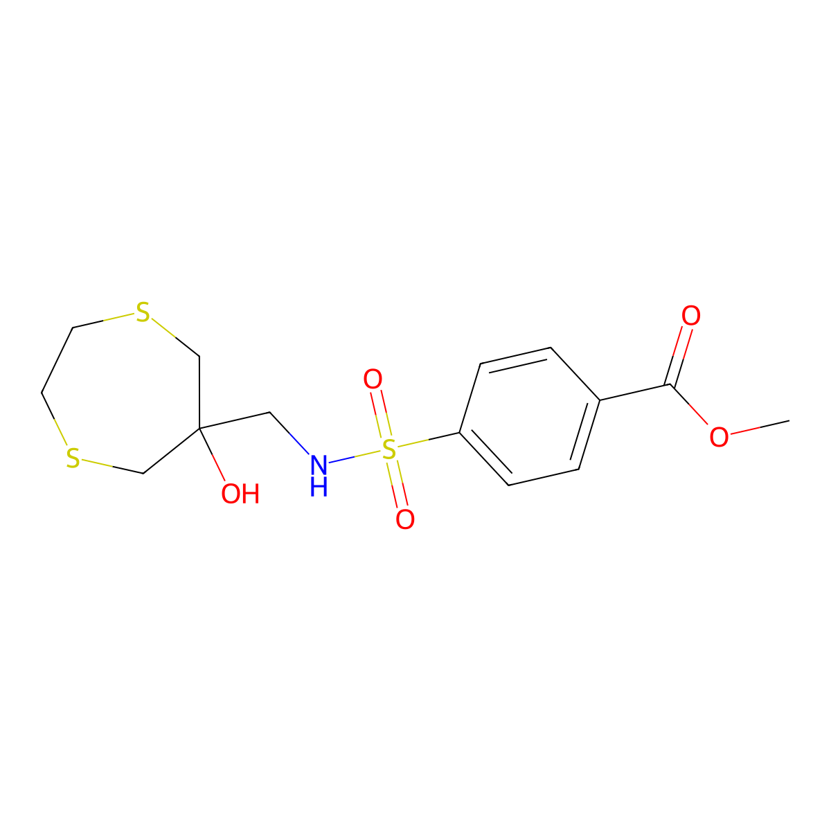 Methyl 4-[(6-hydroxy-1,4-dithiepan-6-yl)methylsulfamoyl]benzoate molecular structure, CAS 2415566-00-4