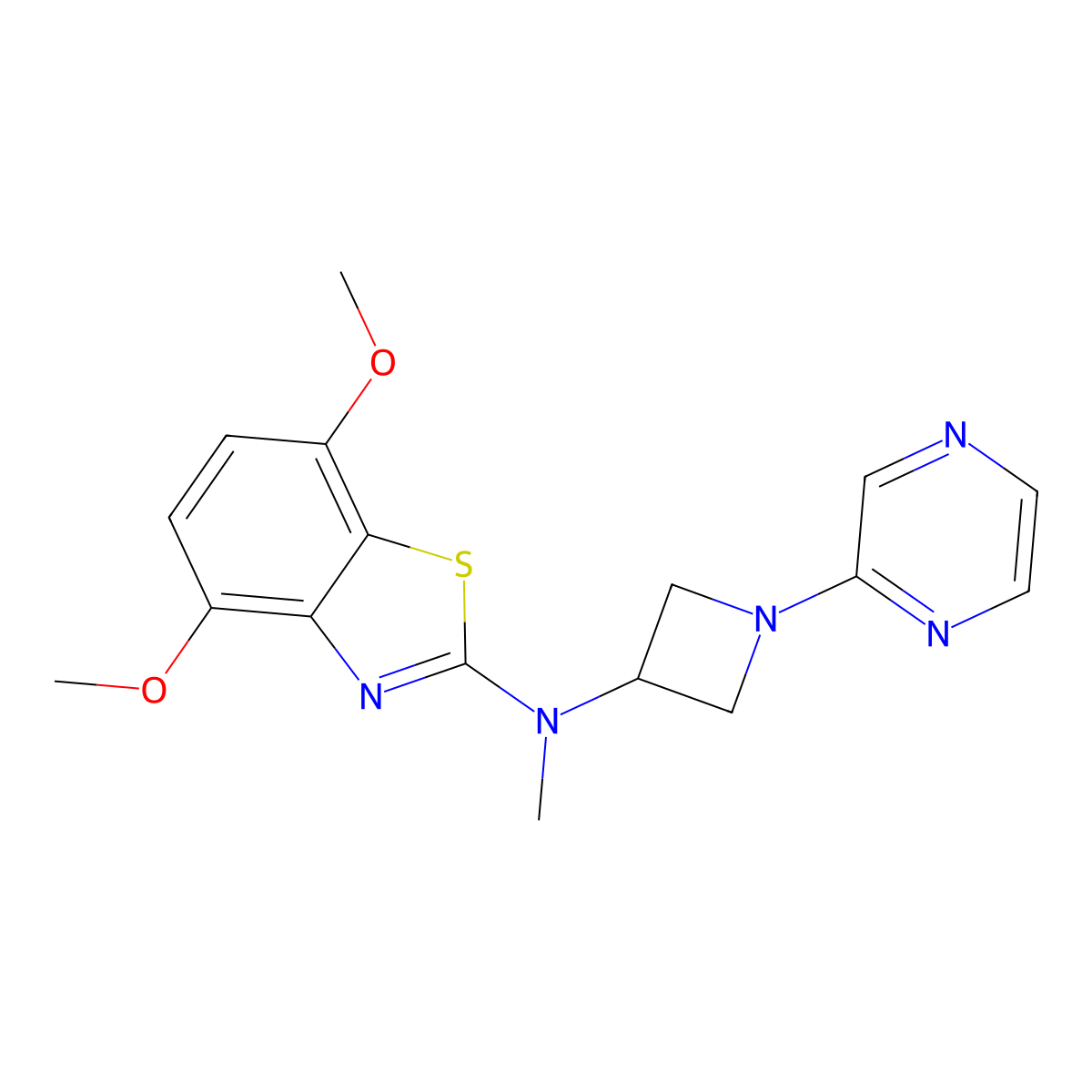 4,7-dimethoxy-N-methyl-N-[1-(pyrazin-2-yl)azetidin-3-yl]-1,3-benzothiazol-2-amine molecular structure, CAS 2415566-02-6