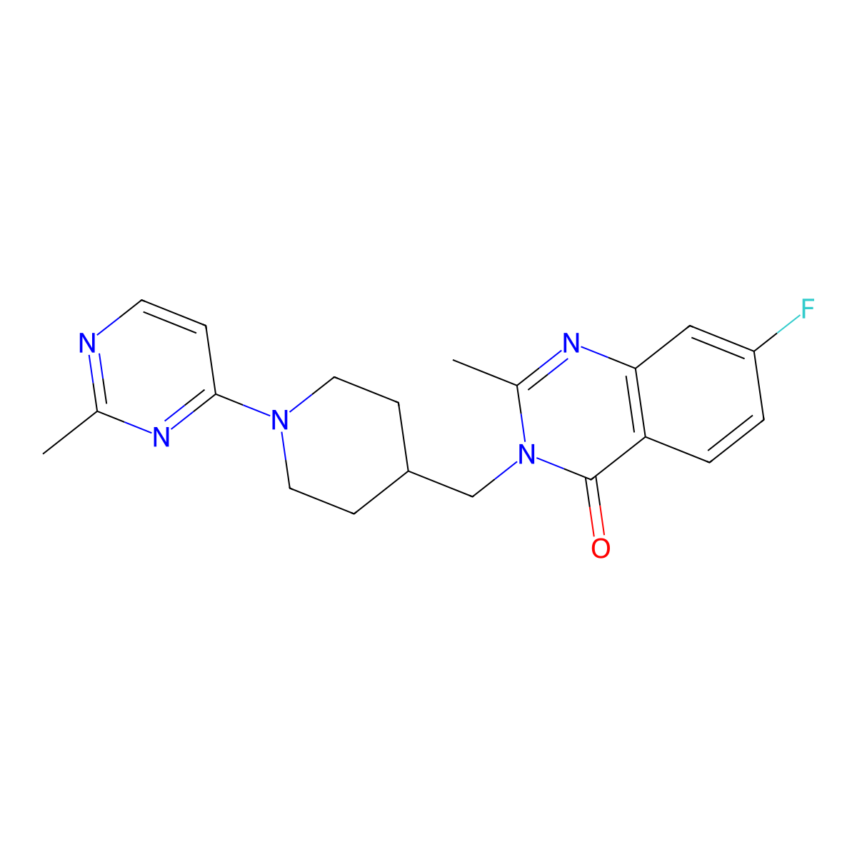 7-Fluoro-2-methyl-3-{[1-(2-methylpyrimidin-4-yl)piperidin-4-yl]methyl}-3,4-dihydroquinazolin-4-one molecular structure, CAS 2415566-13-9