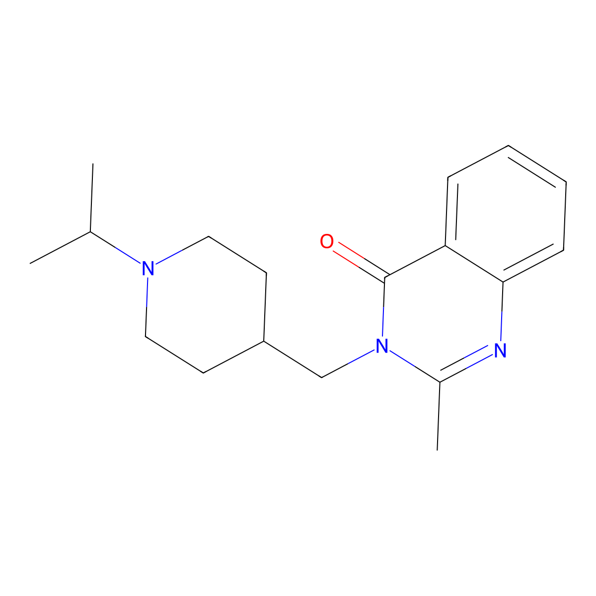 2-Methyl-3-{[1-(propan-2-yl)piperidin-4-yl]methyl}-3,4-dihydroquinazolin-4-one molecular structure, CAS 2415566-14-0