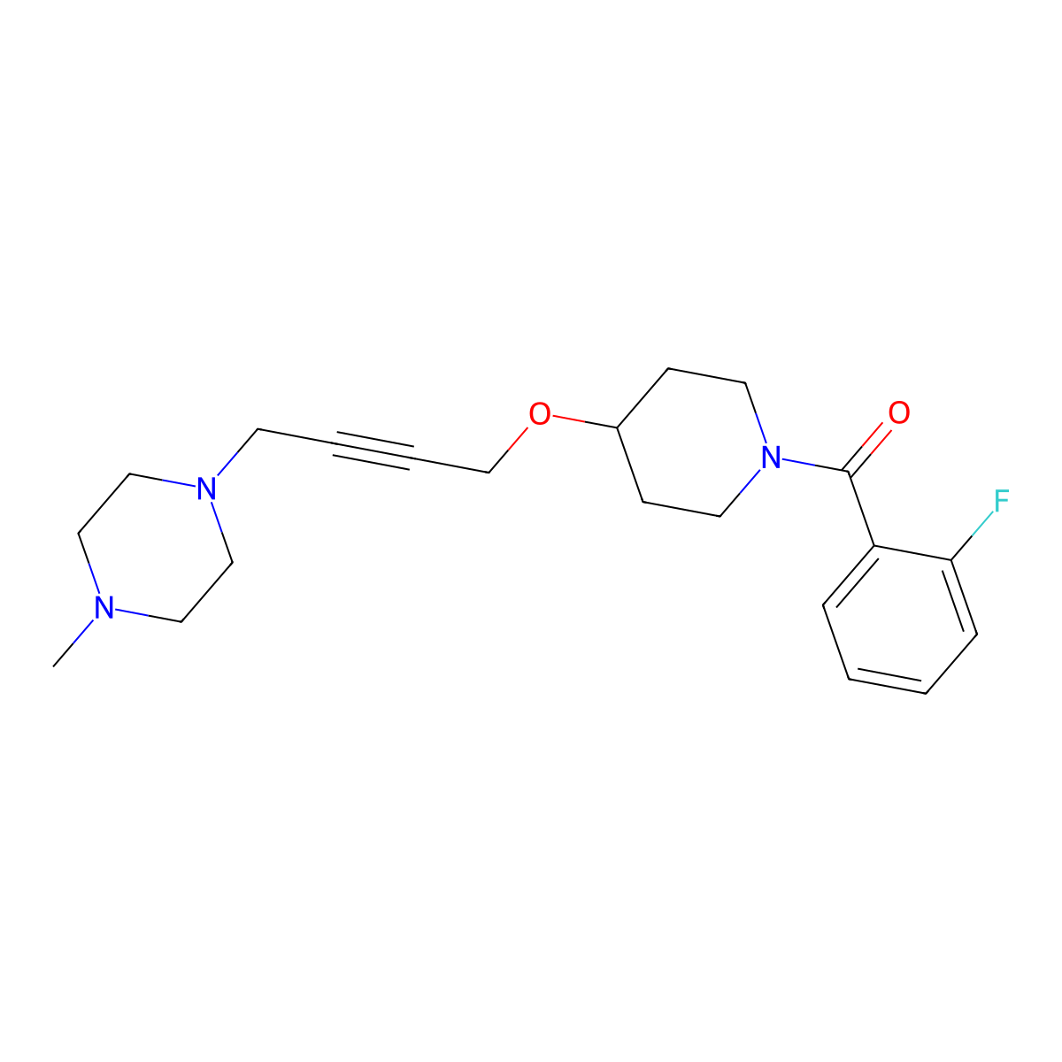 1-(4-{[1-(2-Fluorobenzoyl)piperidin-4-yl]oxy}but-2-yn-1-yl)-4-methylpiperazine molecular structure, CAS 2415566-16-2