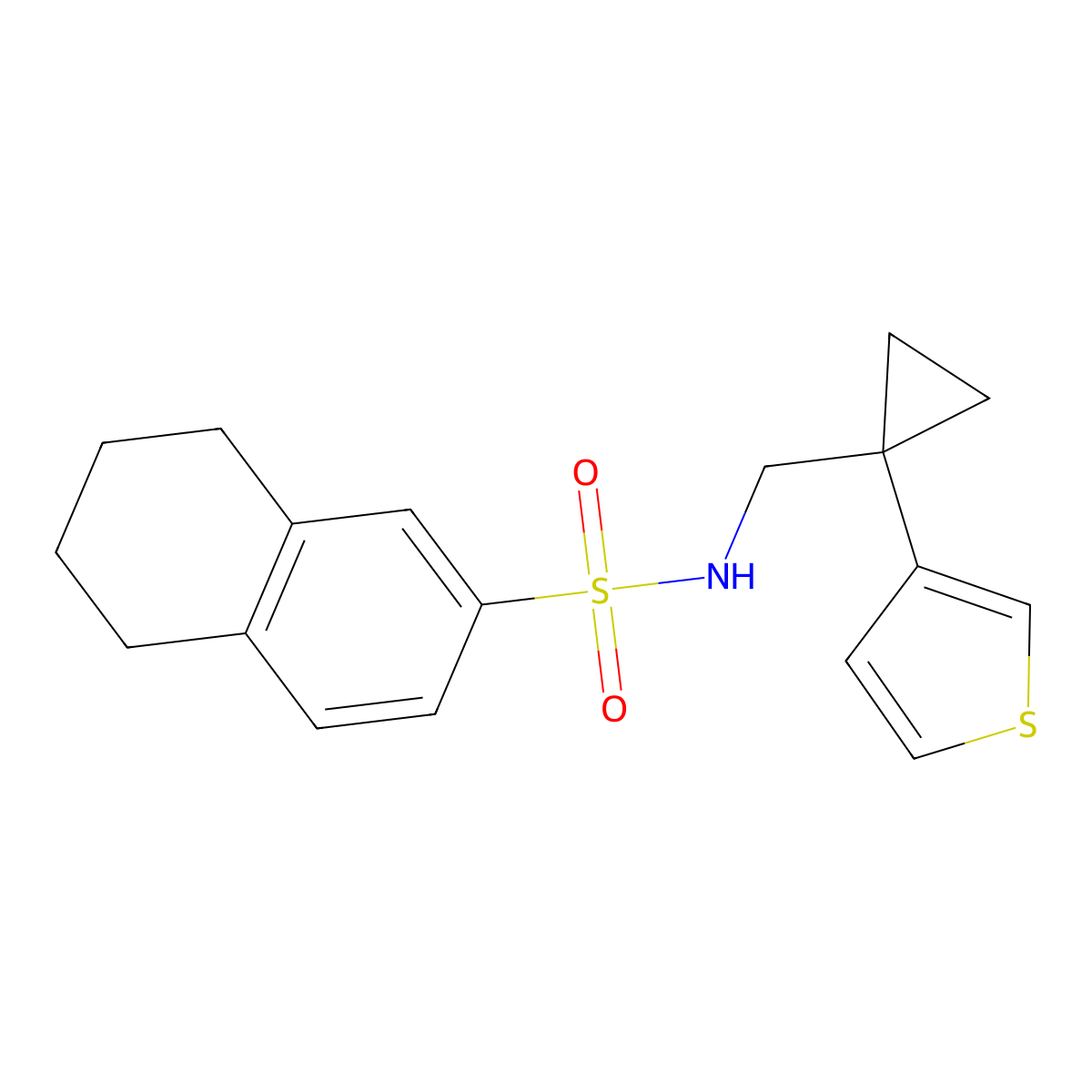 N-{[1-(thiophen-3-yl)cyclopropyl]methyl}-5,6,7,8-tetrahydronaphthalene-2-sulfonamide molecular structure, CAS 2415566-19-5