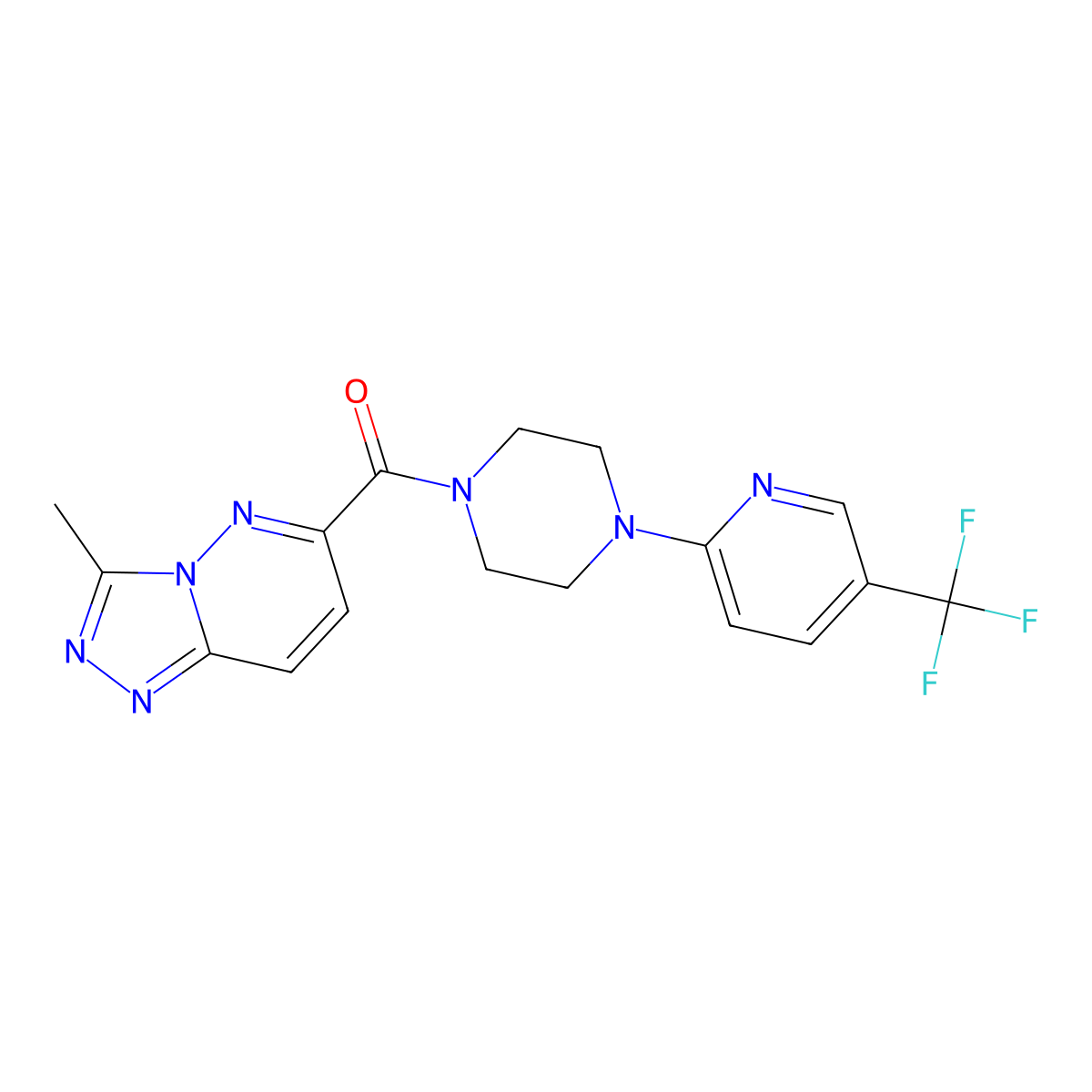 1-{3-Methyl-[1,2,4]triazolo[4,3-b]pyridazine-6-carbonyl}-4-[5-(trifluoromethyl)pyridin-2-yl]piperazine molecular structure, CAS 2415566-21-9