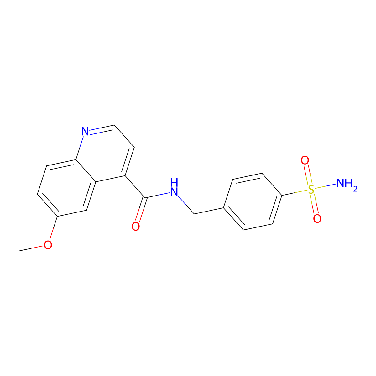 6-methoxy-N-[(4-sulfamoylphenyl)methyl]quinoline-4-carboxamide molecular structure, CAS 2415566-24-2