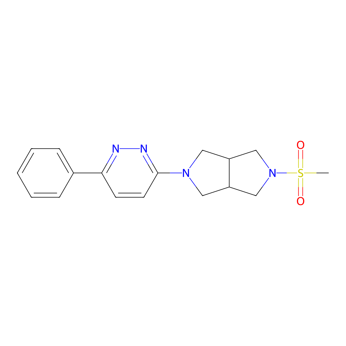 3-{5-Methanesulfonyl-octahydropyrrolo[3,4-c]pyrrol-2-yl}-6-phenylpyridazine molecular structure, CAS 2415566-26-4