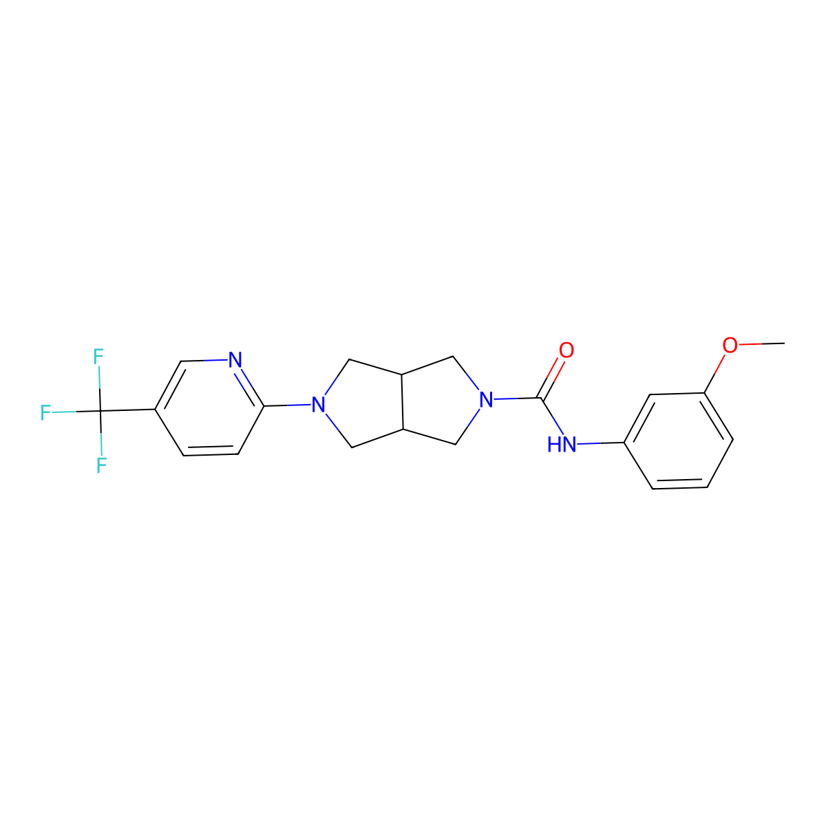 N-(3-methoxyphenyl)-5-[5-(trifluoromethyl)pyridin-2-yl]-octahydropyrrolo[3,4-c]pyrrole-2-carboxamide molecular structure, CAS 2415566-33-3