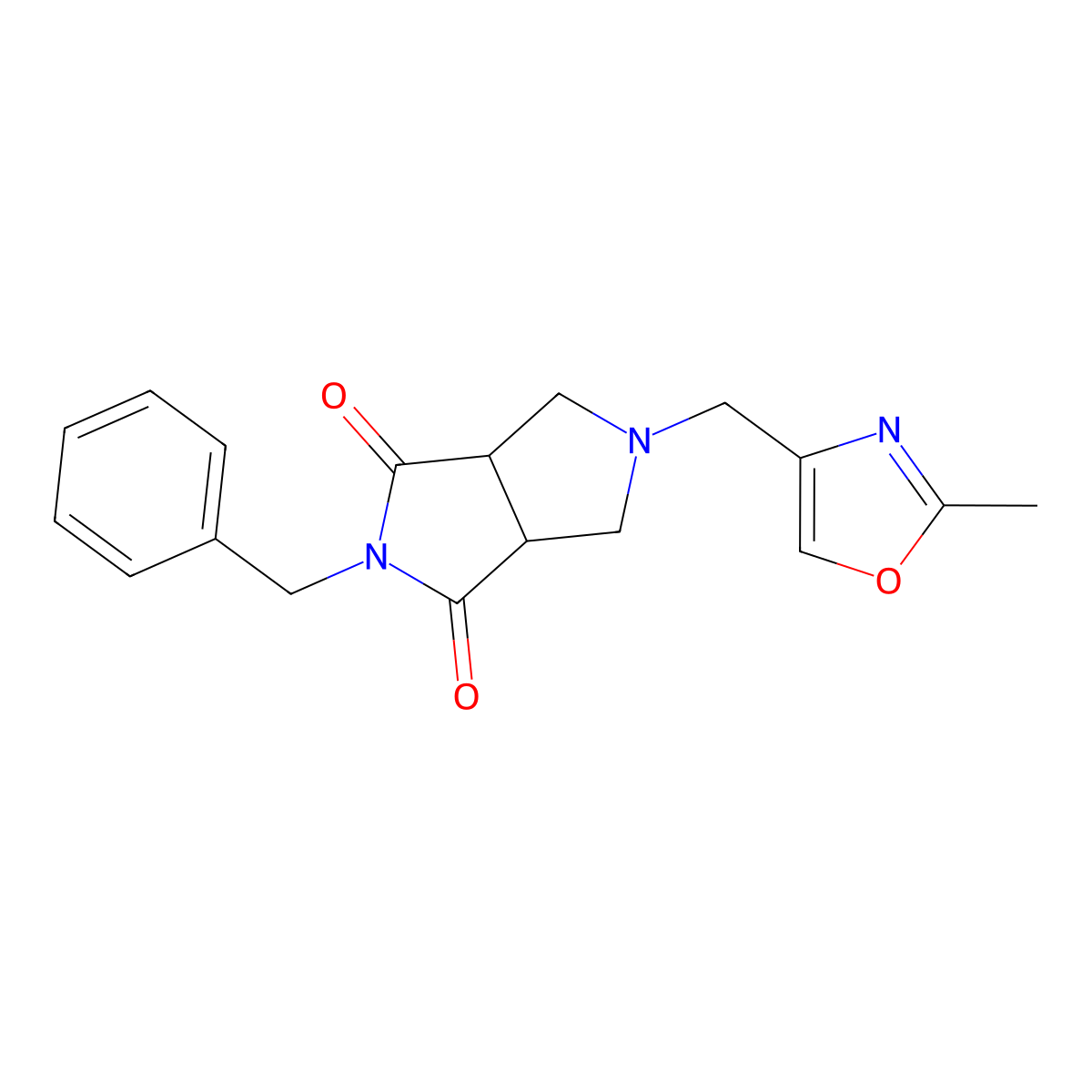 2-Benzyl-5-[(2-methyl-1,3-oxazol-4-yl)methyl]-octahydropyrrolo[3,4-c]pyrrole-1,3-dione molecular structure, CAS 2415566-34-4