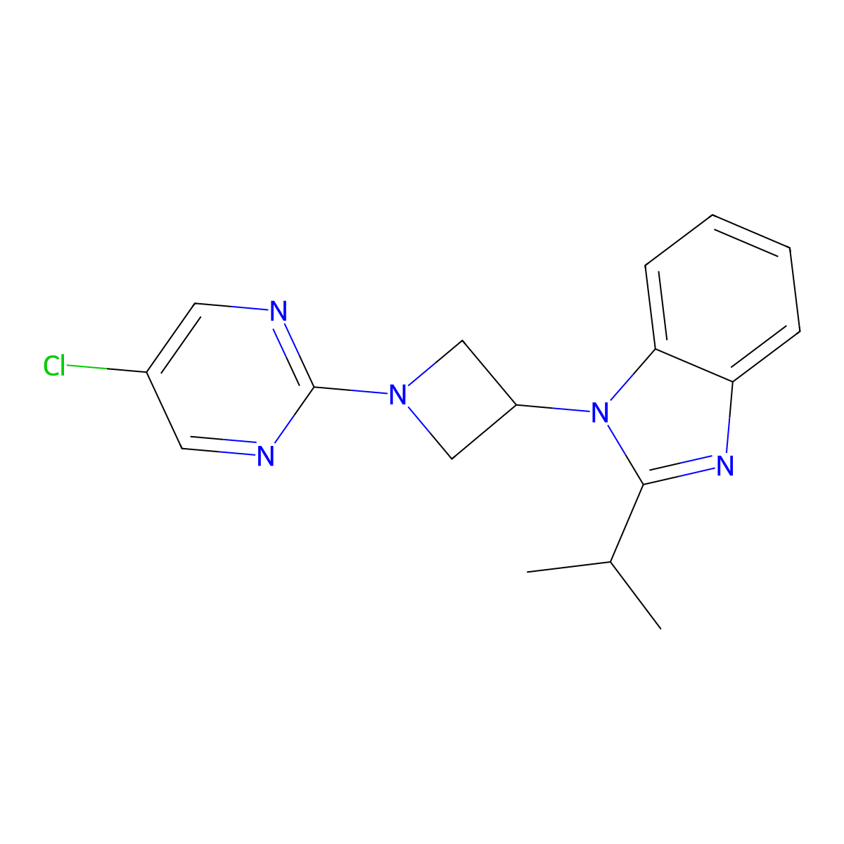 1-[1-(5-chloropyrimidin-2-yl)azetidin-3-yl]-2-(propan-2-yl)-1H-1,3-benzodiazole molecular structure, CAS 2415566-36-6