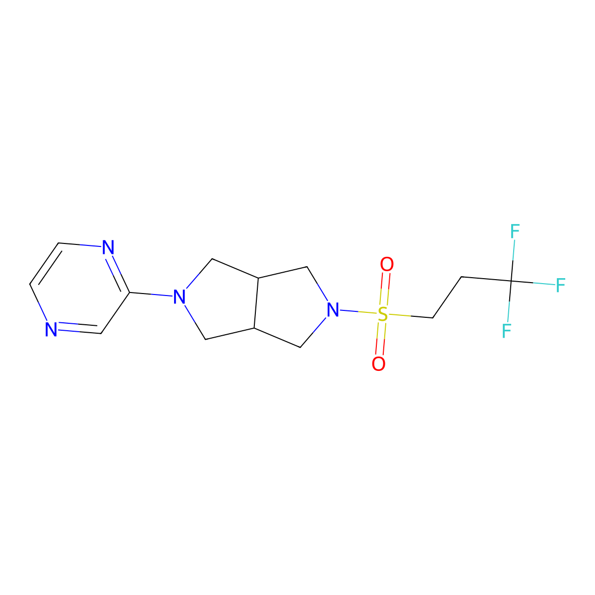 2-[5-(3,3,3-Trifluoropropanesulfonyl)-octahydropyrrolo[3,4-c]pyrrol-2-yl]pyrazine molecular structure, CAS 2415566-37-7