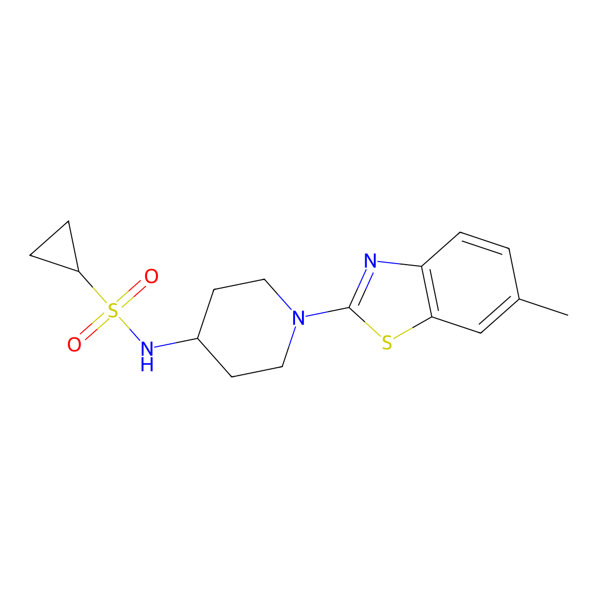 N-[1-(6-Methyl-1,3-benzothiazol-2-yl)piperidin-4-yl]cyclopropanesulfonamide molecular structure, CAS 2415566-42-4