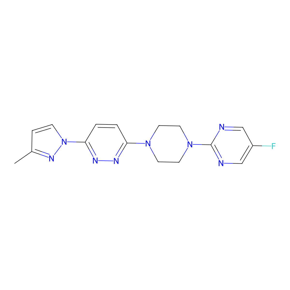 3-[4-(5-fluoropyrimidin-2-yl)piperazin-1-yl]-6-(3-methyl-1H-pyrazol-1-yl)pyridazine molecular structure, CAS 2415566-45-7