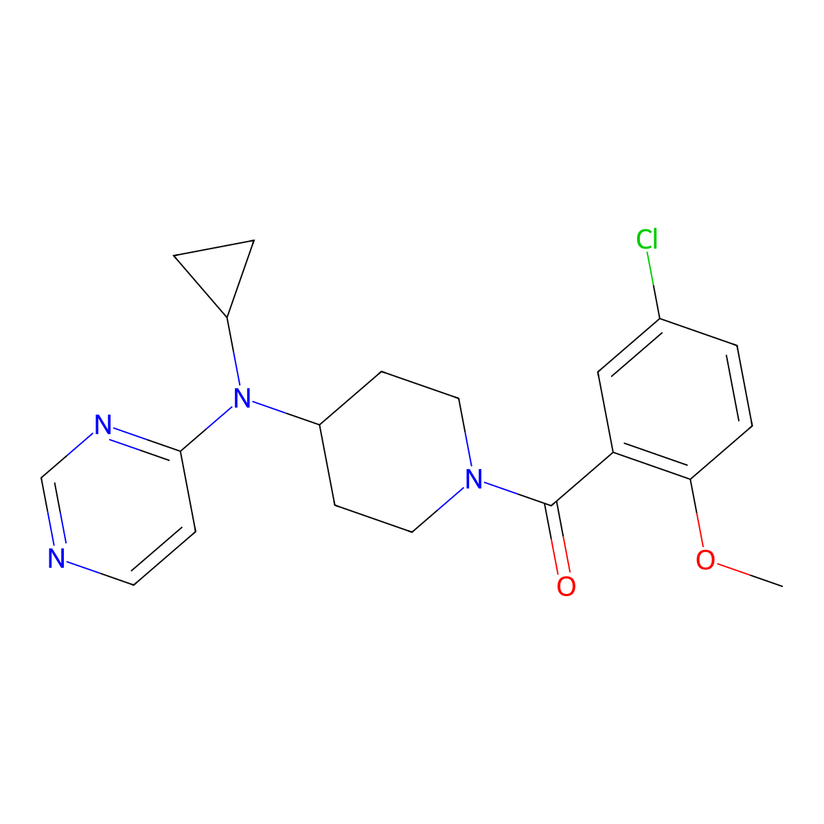 N-[1-(5-chloro-2-methoxybenzoyl)piperidin-4-yl]-N-cyclopropylpyrimidin-4-amine molecular structure, CAS 2415566-51-5