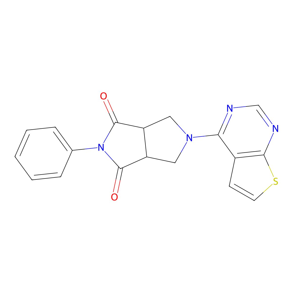 2-Phenyl-5-{thieno[2,3-d]pyrimidin-4-yl}-octahydropyrrolo[3,4-c]pyrrole-1,3-dione molecular structure, CAS 2415566-58-2