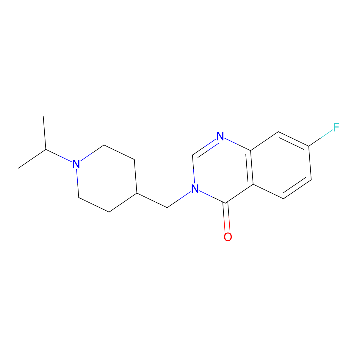 7-Fluoro-3-{[1-(propan-2-yl)piperidin-4-yl]methyl}-3,4-dihydroquinazolin-4-one molecular structure, CAS 2415566-59-3