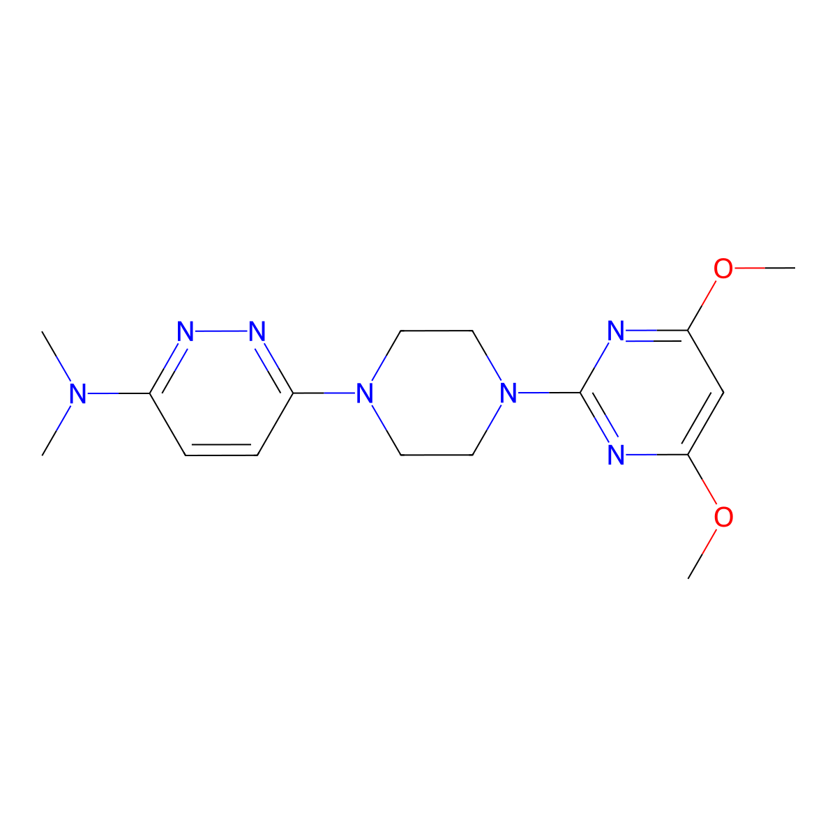 6-[4-(4,6-dimethoxypyrimidin-2-yl)piperazin-1-yl]-N,N-dimethylpyridazin-3-amine molecular structure, CAS 2415566-60-6