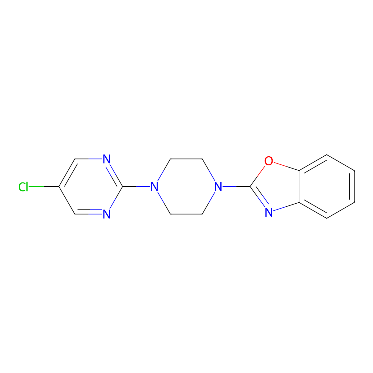 2-[4-(5-Chloropyrimidin-2-yl)piperazin-1-yl]-1,3-benzoxazole molecular structure, CAS 2415566-64-0