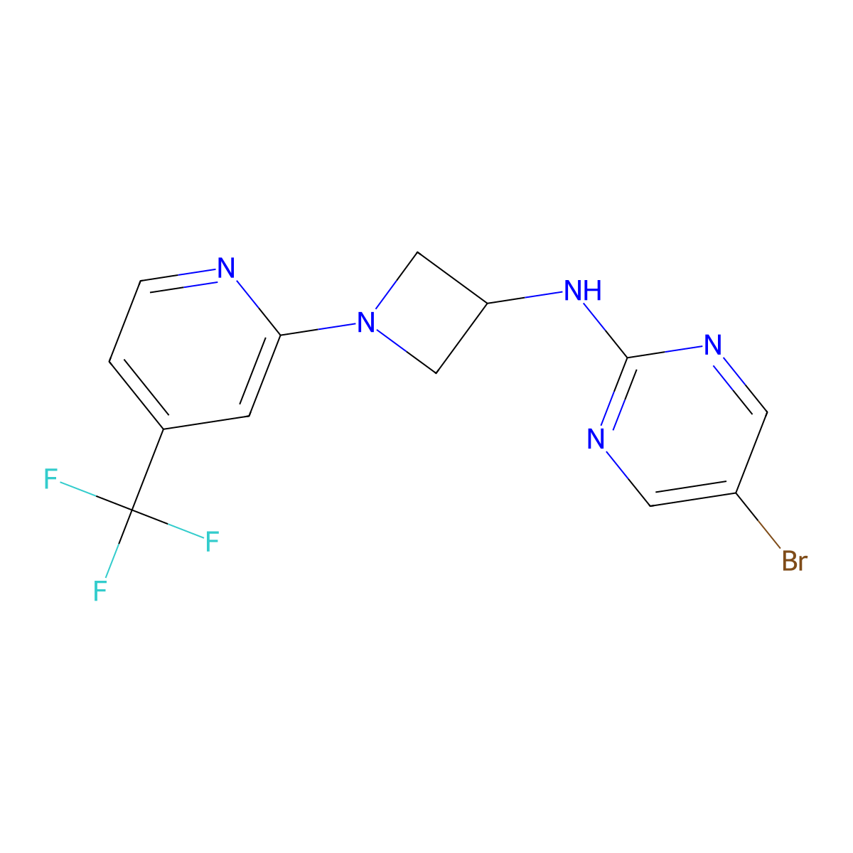5-bromo-N-{1-[4-(trifluoromethyl)pyridin-2-yl]azetidin-3-yl}pyrimidin-2-amine molecular structure, CAS 2415568-49-7