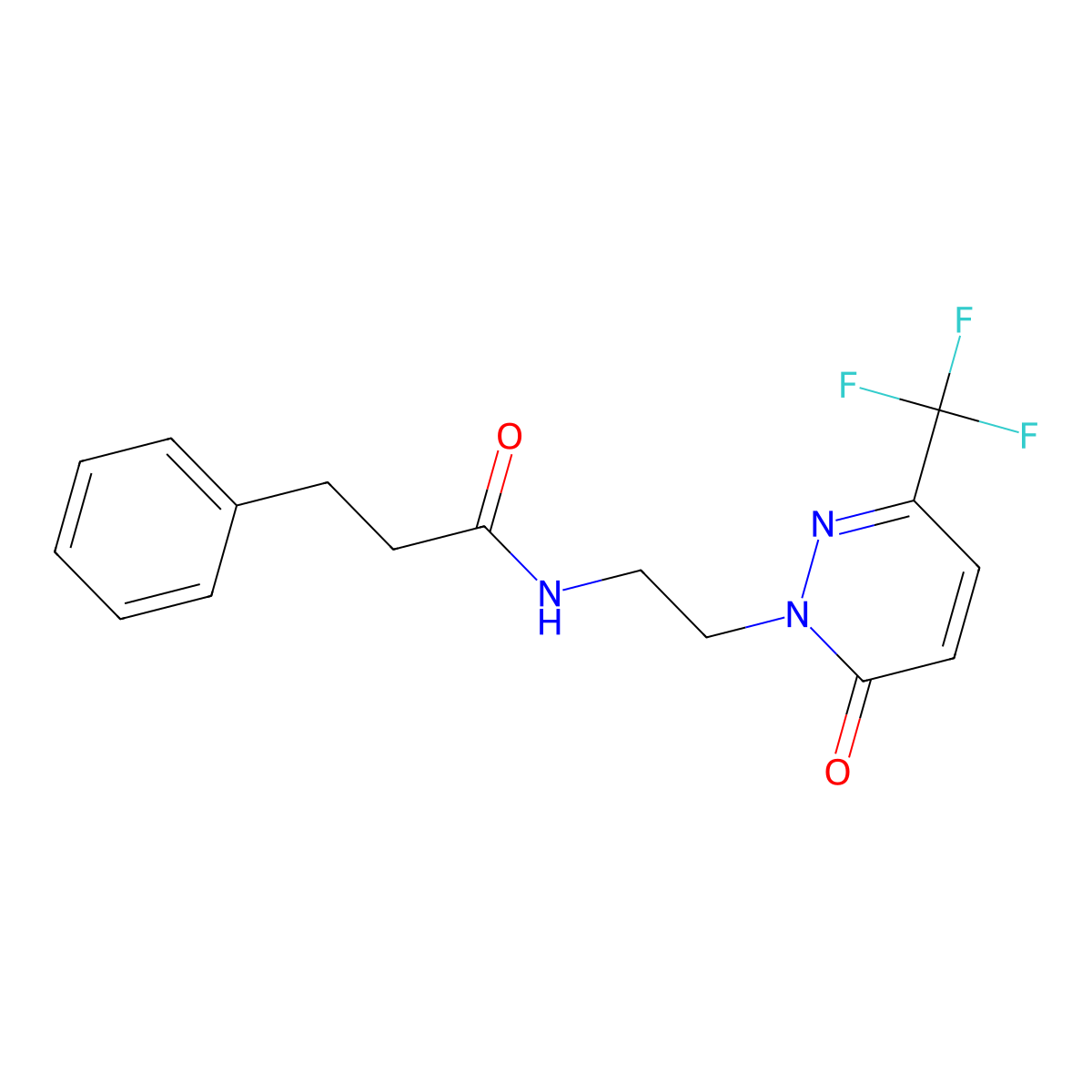 N-{2-[6-oxo-3-(trifluoromethyl)-1,6-dihydropyridazin-1-yl]ethyl}-3-phenylpropanamide molecular structure, CAS 2415568-51-1