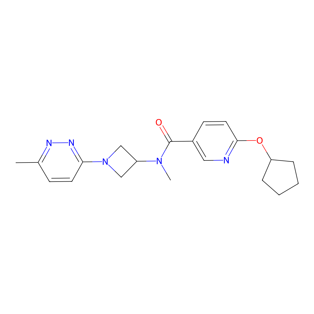 6-(cyclopentyloxy)-N-methyl-N-[1-(6-methylpyridazin-3-yl)azetidin-3-yl]pyridine-3-carboxamide molecular structure, CAS 2415568-52-2