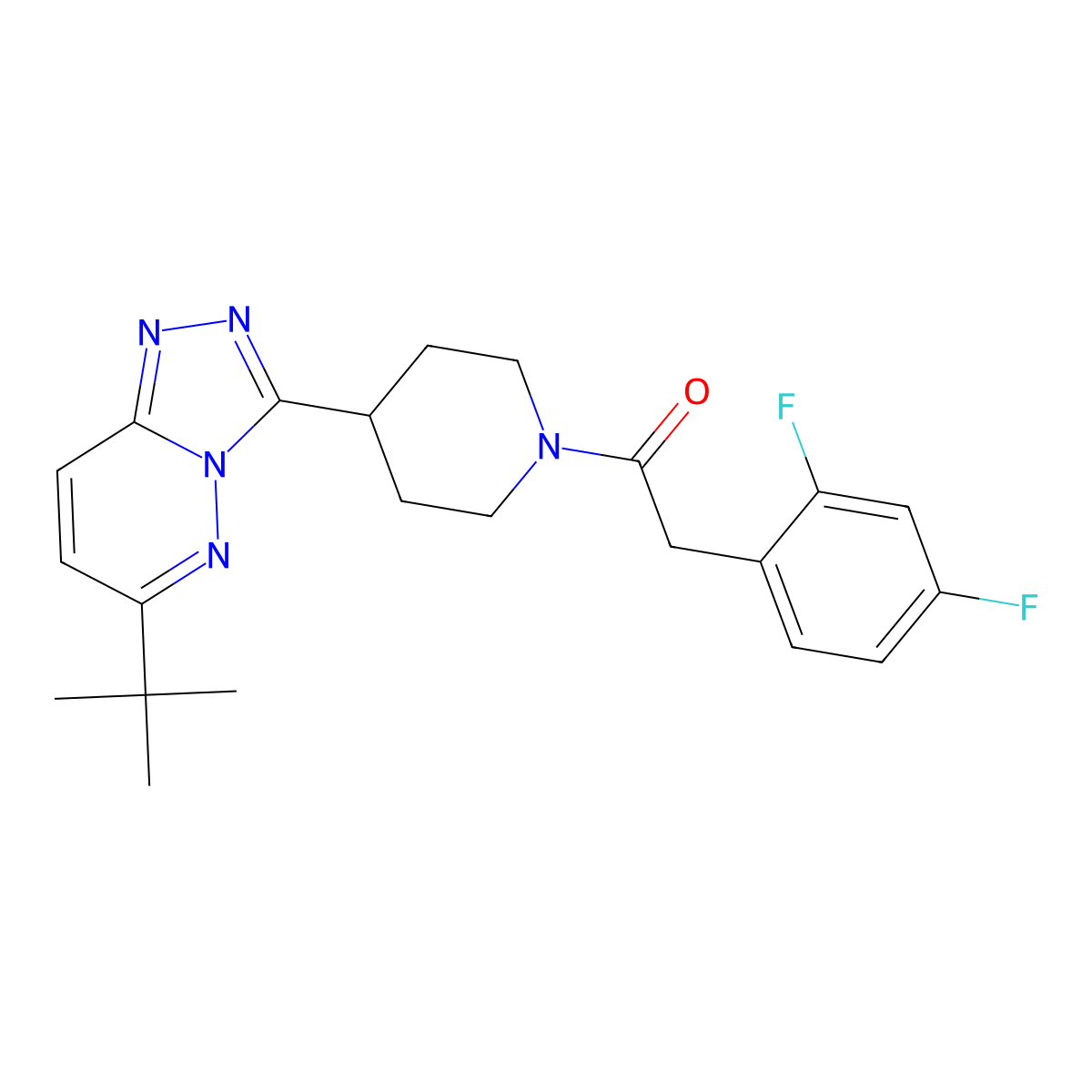 1-(4-{6-Tert-butyl-[1,2,4]triazolo[4,3-b]pyridazin-3-yl}piperidin-1-yl)-2-(2,4-difluorophenyl)ethan-1-one molecular structure, CAS 2415568-55-5