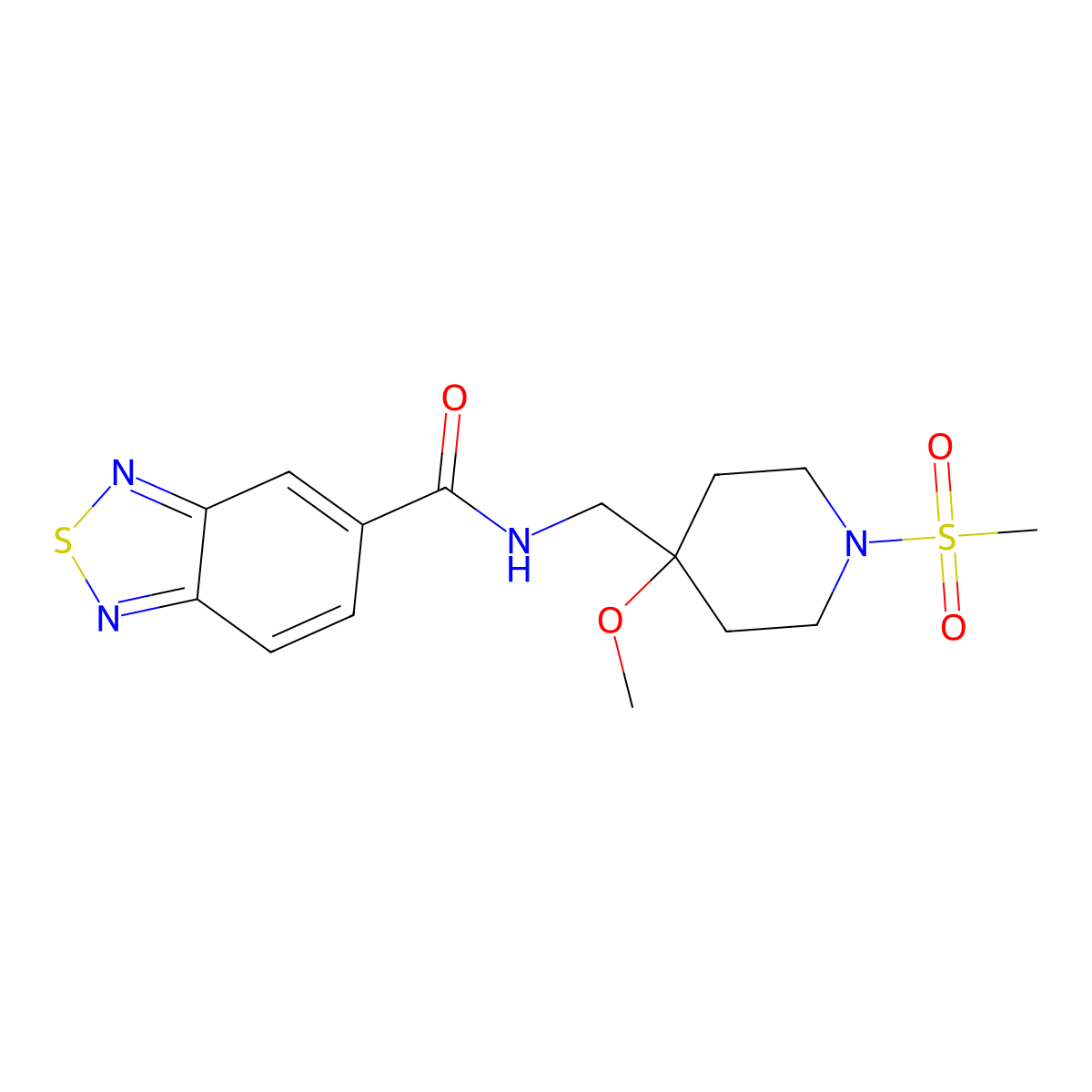 N-[(1-methanesulfonyl-4-methoxypiperidin-4-yl)methyl]-2,1,3-benzothiadiazole-5-carboxamide molecular structure, CAS 2415568-58-8