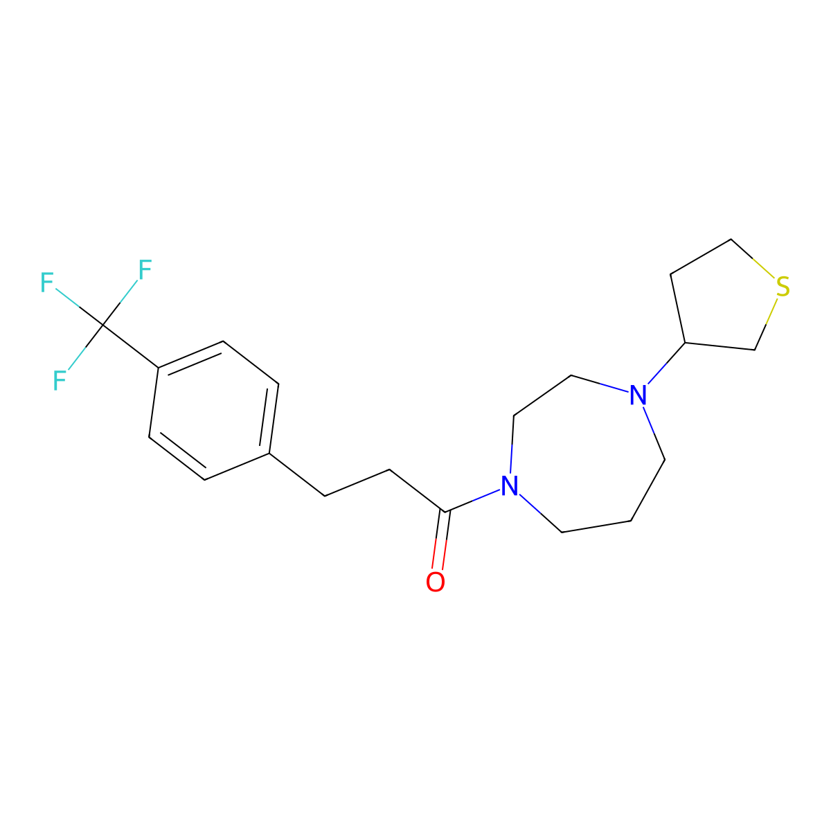1-[4-(Thiolan-3-yl)-1,4-diazepan-1-yl]-3-[4-(trifluoromethyl)phenyl]propan-1-one molecular structure, CAS 2415568-61-3