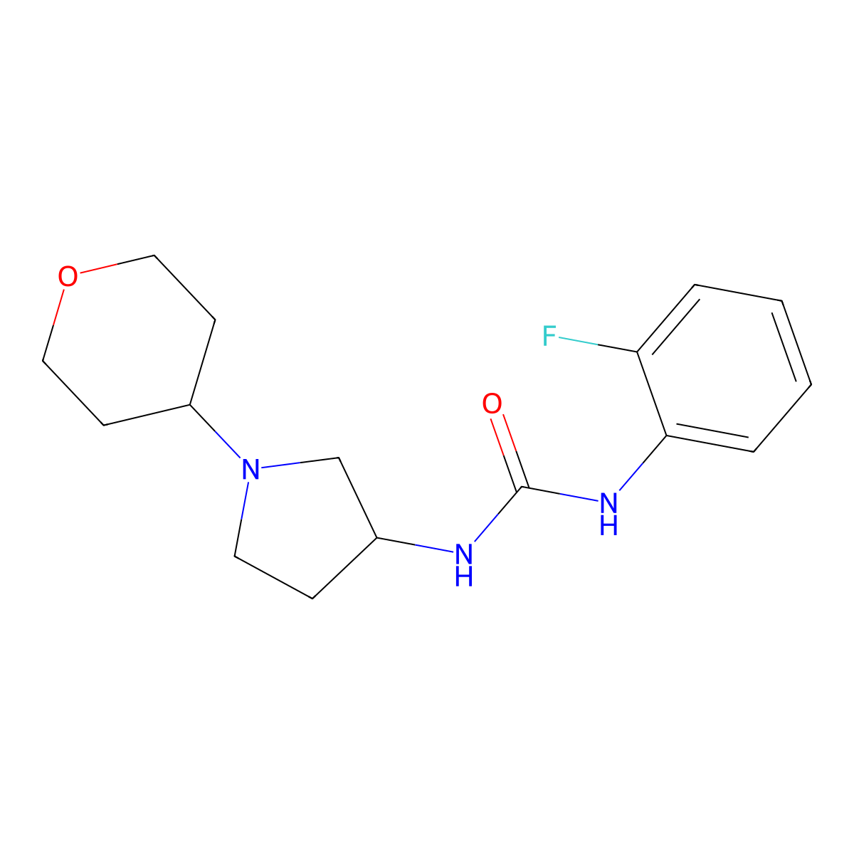 1-(2-Fluorophenyl)-3-[1-(oxan-4-yl)pyrrolidin-3-yl]urea molecular structure, CAS 2415568-64-6