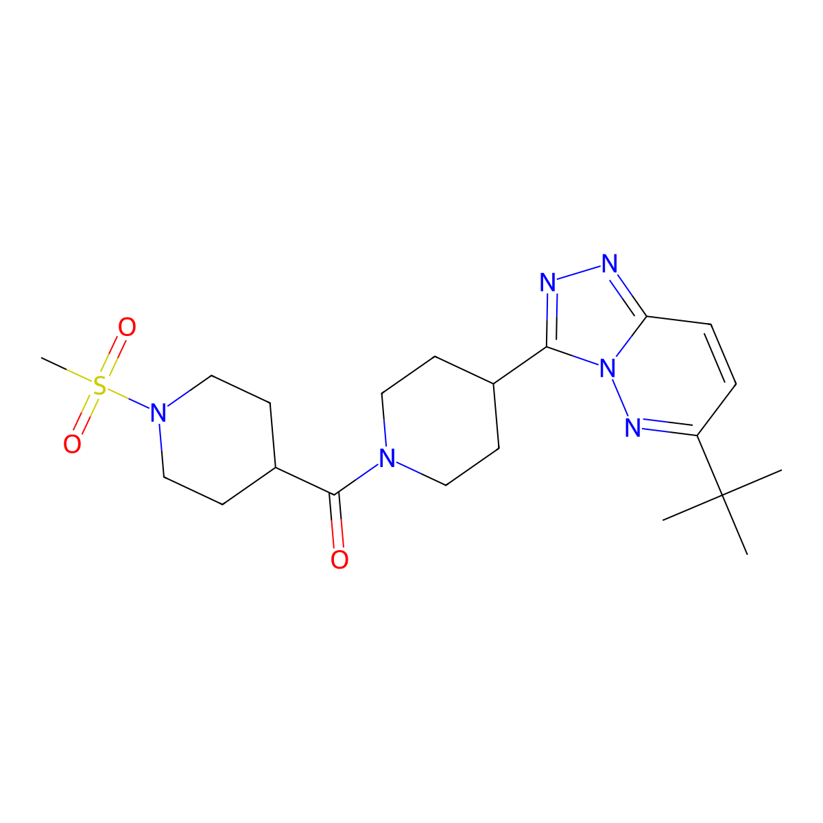 4-{6-Tert-butyl-[1,2,4]triazolo[4,3-b]pyridazin-3-yl}-1-(1-methanesulfonylpiperidine-4-carbonyl)piperidine molecular structure, CAS 2415568-69-1