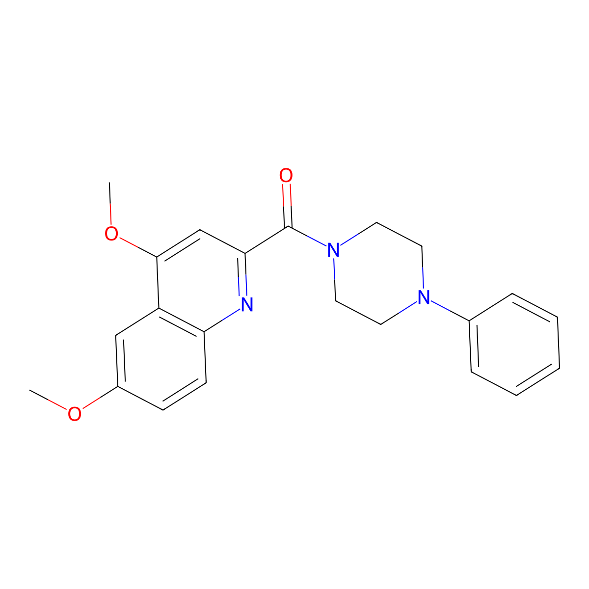 4,6-Dimethoxy-2-(4-phenylpiperazine-1-carbonyl)quinoline molecular structure, CAS 2415568-70-4