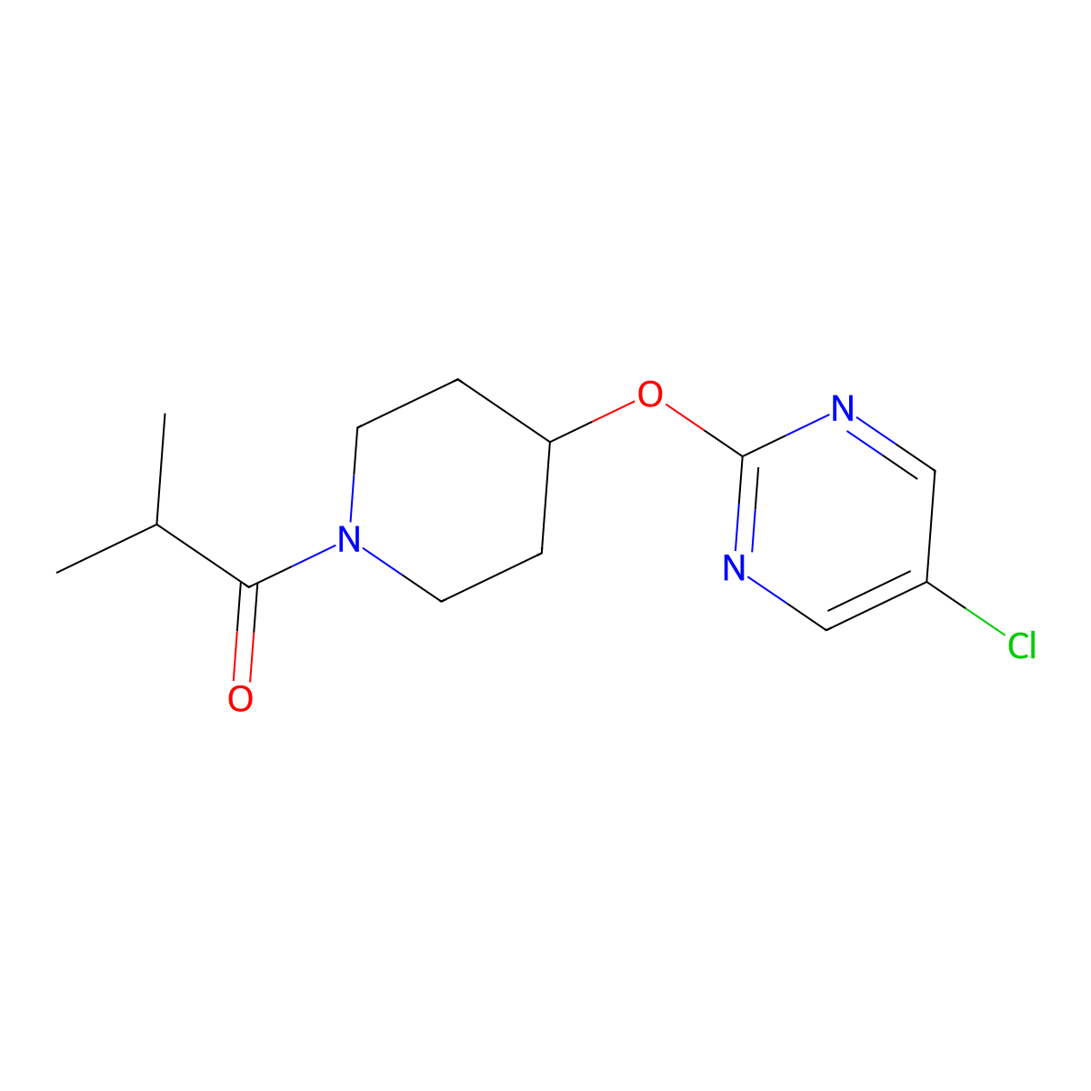 1-{4-[(5-Chloropyrimidin-2-yl)oxy]piperidin-1-yl}-2-methylpropan-1-one molecular structure, CAS 2415568-72-6
