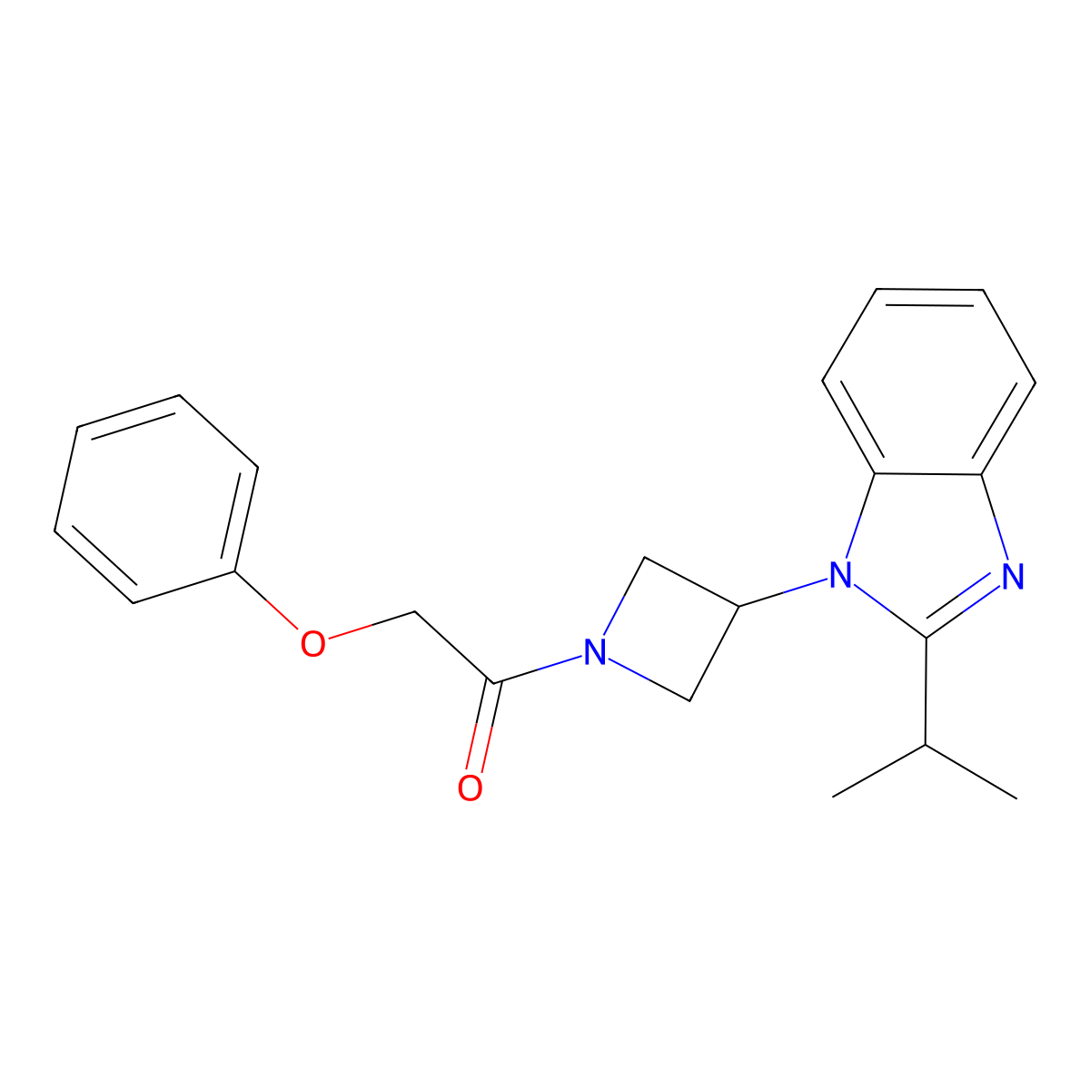 2-phenoxy-1-{3-[2-(propan-2-yl)-1H-1,3-benzodiazol-1-yl]azetidin-1-yl}ethan-1-one molecular structure, CAS 2415568-74-8