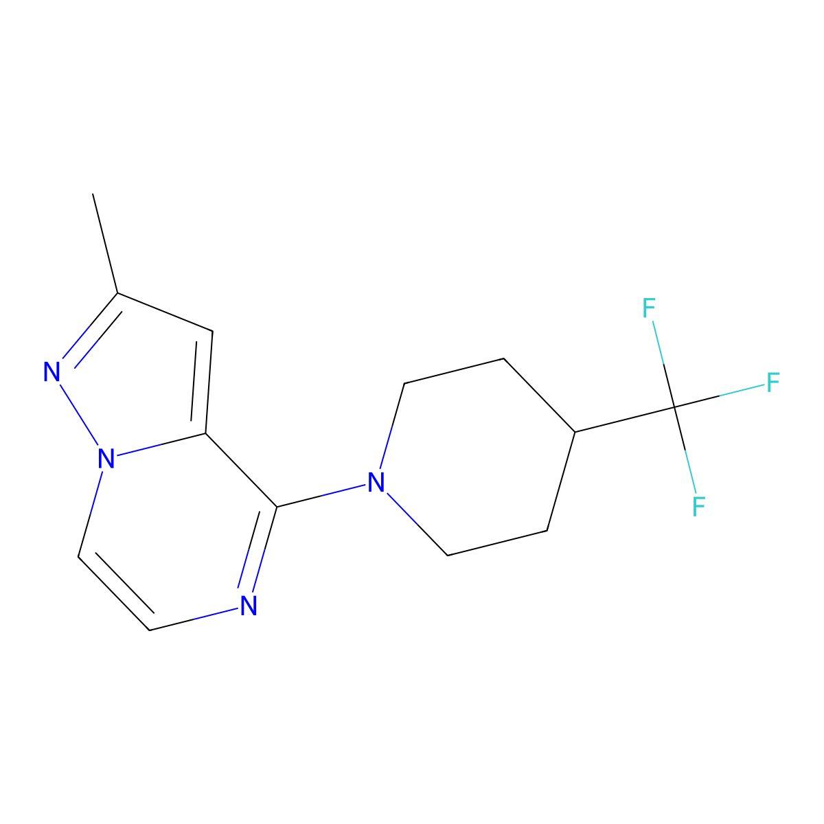 1-{2-Methylpyrazolo[1,5-a]pyrazin-4-yl}-4-(trifluoromethyl)piperidine molecular structure, CAS 2415568-75-9