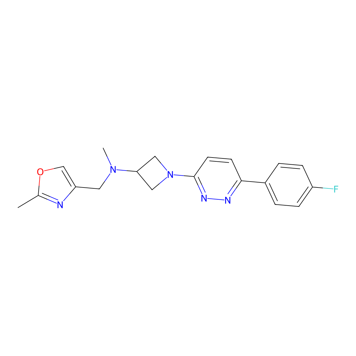 1-[6-(4-Fluorophenyl)pyridazin-3-yl]-N-methyl-N-[(2-methyl-1,3-oxazol-4-yl)methyl]azetidin-3-amine molecular structure, CAS 2415568-83-9