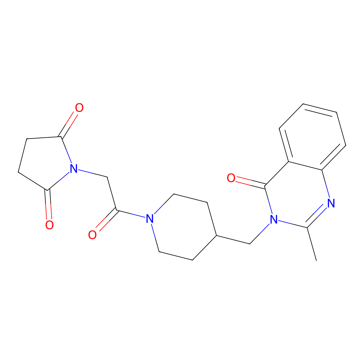 1-(2-{4-[(2-Methyl-4-oxo-3,4-dihydroquinazolin-3-yl)methyl]piperidin-1-yl}-2-oxoethyl)pyrrolidine-2,5-dione molecular structure, CAS 2415568-84-0