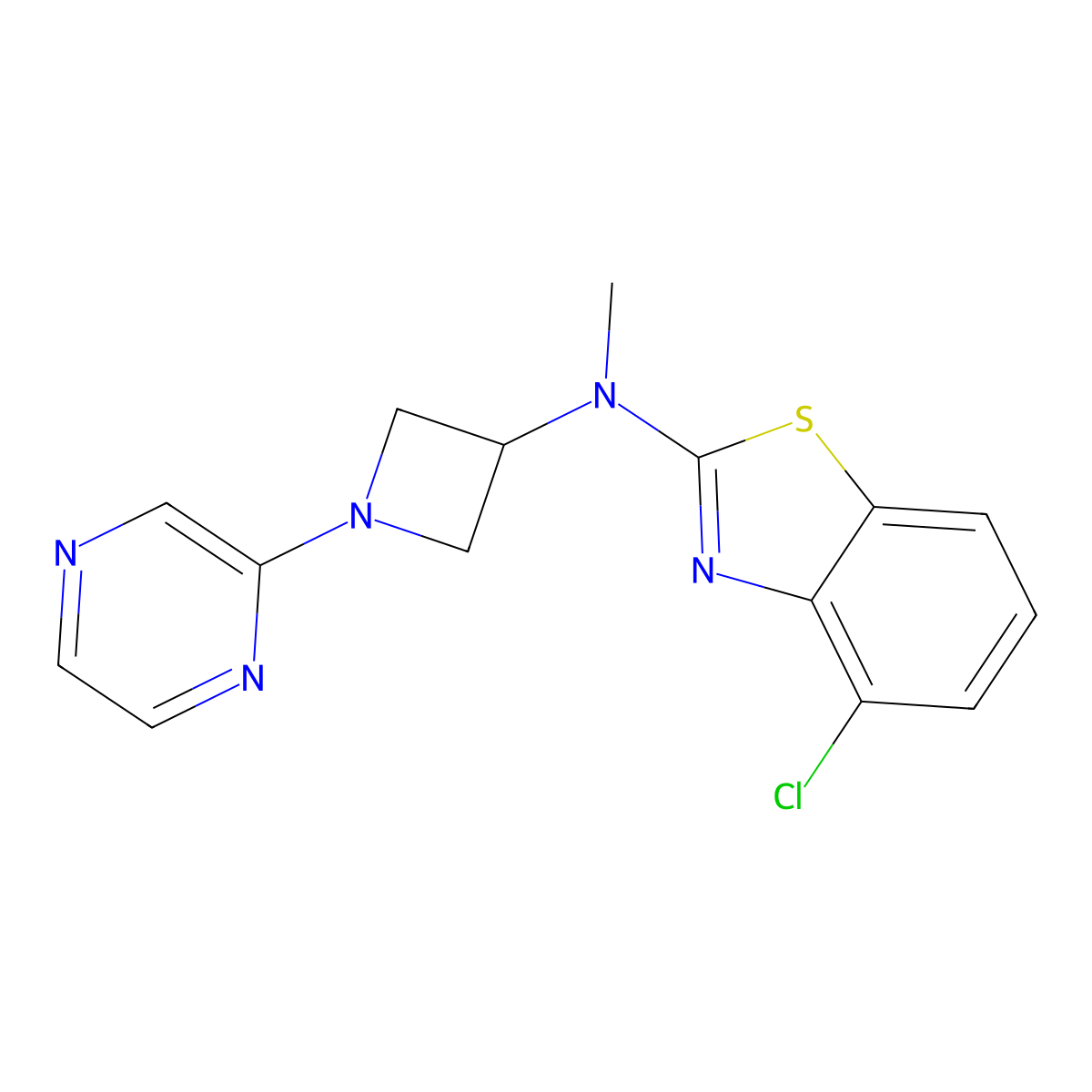 4-chloro-N-methyl-N-[1-(pyrazin-2-yl)azetidin-3-yl]-1,3-benzothiazol-2-amine molecular structure, CAS 2415568-91-9